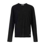 Zwart Katoenen T-shirt Klassieke Stijl Jil Sander , Black , Heren