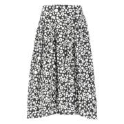 Zwarte Katoenen Rok met Pop Field Patroon Marni , Black , Dames