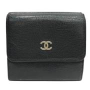 Pre-owned Leather wallets Chanel Vintage , Black , Dames