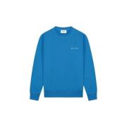 Spiral Face Crewneck Bright Blue Olaf Hussein , Blue , Heren