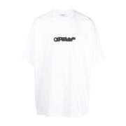 Logo-Print Katoenen T-Shirt Off White , White , Heren