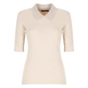 Beige Katoenen T-shirt met Kraag Fabiana Filippi , Beige , Dames