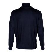 Zijde en Cashmere Hoge Hals Trui Kangra , Blue , Heren