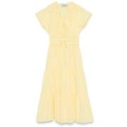 Gele Kantdetail Midi Jurk Ermanno Scervino , Yellow , Dames