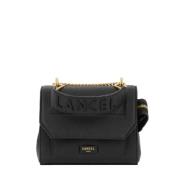 Stijlvolle Zwarte Leren Schoudertas Lancel , Black , Dames