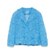 Blauwe Kant Blazer met Schoudervullingen Ermanno Scervino , Blue , Dam...