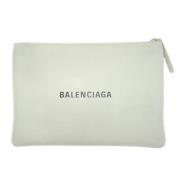 Pre-owned Leather clutches Balenciaga Vintage , White , Dames