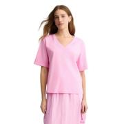 Katoenen Jersey T-shirt met Strass Logo Liu Jo , Pink , Dames