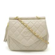 Pre-owned Leather shoulder-bags Chanel Vintage , White , Dames