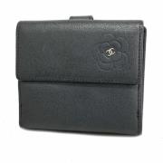 Pre-owned Leather wallets Chanel Vintage , Black , Dames