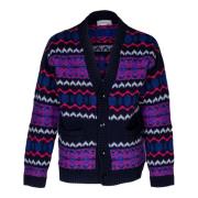 Heren Cardigan Over Fit Jacquard Details Laneus , Multicolor , Heren