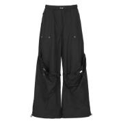 Zwarte Cargo Broek Wijde Pijp Elastisch The Attico , Black , Dames