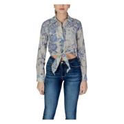 Lange Mouw Lente/Zomer Dames Shirt Guess , Blue , Dames