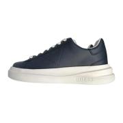 Blauwe Leren Sneakers met Ronde Neus Guess , Blue , Heren