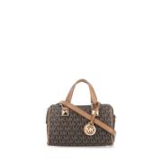 Bruine Stoffen Handtas met Monogram Michael Kors , Brown , Dames