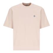 Roze Katoenen T-shirt met Logopatch Stone Island , Pink , Heren