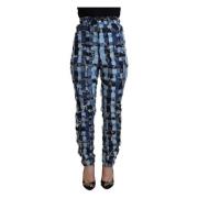 Multicolor Patchwork Skinny Jeans met hoge taille Dolce & Gabbana , Mu...