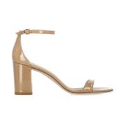 Natuurlijk Leren Enkelband Sandalen Stuart Weitzman , Beige , Dames