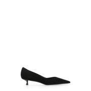 Zwarte Suède Leren Decollete met Hak Stuart Weitzman , Black , Dames