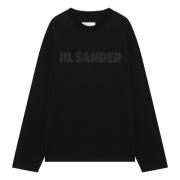 Lange mouw ronde hals T-shirt Jil Sander , Black , Heren