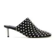 Zwarte leren muiltjes 7cm hak Jil Sander , Black , Dames