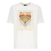 Wit Katoenen T-shirt met Geborduurd Logo Etro , White , Dames