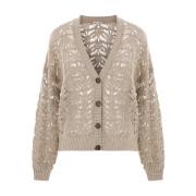 Beige Paillet Cardigan Sweater Brunello Cucinelli , Beige , Dames