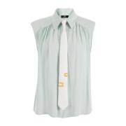 Dames mouwloze blouse met stropdas Elisabetta Franchi , Green , Dames