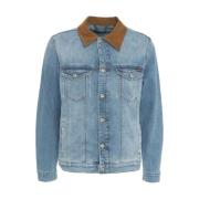 Blauwe Denimjack met Corduroy Kraag 7 For All Mankind , Blue , Heren