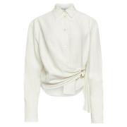 Off White Gedrapeerde Twisted Shirt JW Anderson , White , Dames