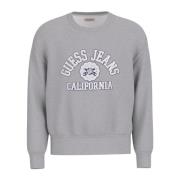 Grijze Sweater met Voorlogo Guess , Gray , Heren