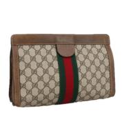 Pre-owned Leather clutches Gucci Vintage , Beige , Dames