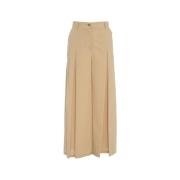 Beige Katoenen Culottes Stijlvolle Broek Ottod'Ame , Beige , Dames