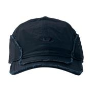 Baseballpet met verweerd logo Made in Italy Diesel , Black , Heren