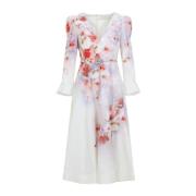 Bloemen Frill Mouw Midi Jurk Zimmermann , Multicolor , Dames