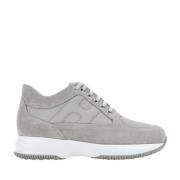 Grijze Sneakers met Textiel Inzetstukken Hogan , Gray , Heren