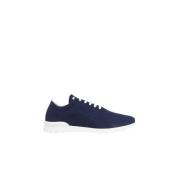 Marineblauwe Gebreide Sneakers Kiton , Blue , Heren