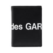 Zwarte leren Bifold-portemonnee Logo Print Comme des Garçons , Black ,...