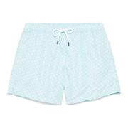 Polyester Zwemshorts met Elastische Riem Fedeli , Blue , Heren