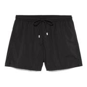 Polyester Zwemshorts met Elastische Riem Fedeli , Black , Heren