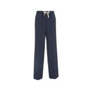 Blauwe Wolmix Trekkoord Broek Semicouture , Blue , Dames