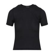 Zwart Contrast T-Shirt Courrèges , Black , Dames