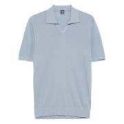 Katoenen Gebreide Poloshirt Fedeli , Blue , Heren