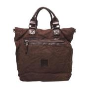 Bruine Canvas & Leren Zakelijke Tas Campomaggi , Brown , Heren