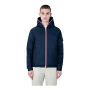 Waterafstotende gewatteerde jas met capuchon en afwerking Moncler , Bl...