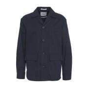 Blauwe Linnen Blend Overshirt Jas Paolo Pecora , Blue , Heren