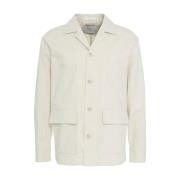 Beige Linnen Blend Overshirt Jas Paolo Pecora , Beige , Heren