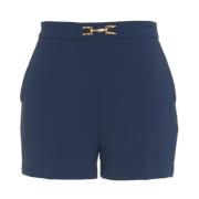 Blauwe Stretch Crêpe Bermuda Shorts Elisabetta Franchi , Blue , Dames