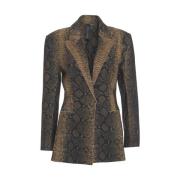 Gele Slangenpatroon Blazer Norma Kamali , Brown , Dames