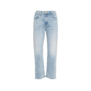 Blauwe Straight-Leg Zip Enkel Jeans Mother , Blue , Dames